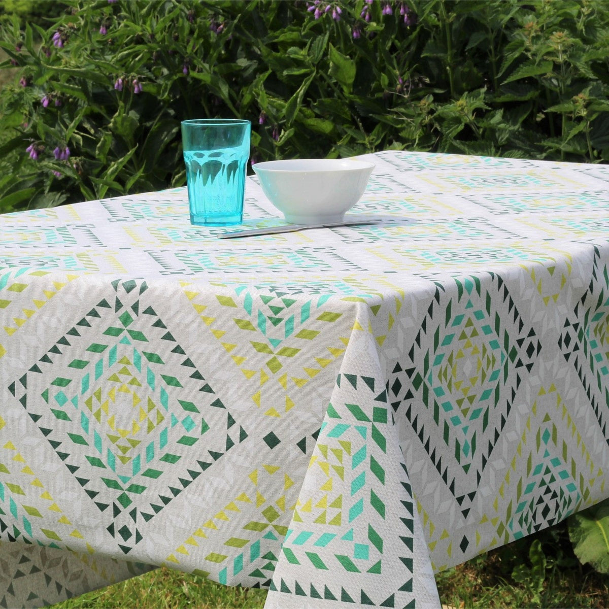 Smalts – grønn, Laura Lancelle akrylduk – 150 cm bred