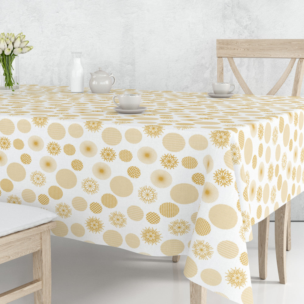 Snow Blanco – Juleakrylduk med snøkrystaller i gull