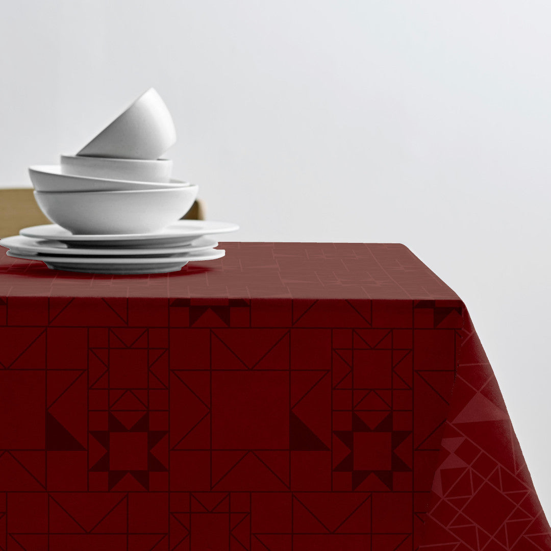 Södahl Star Damask juleduk Rød på bord med elegant oppdekking 140x370