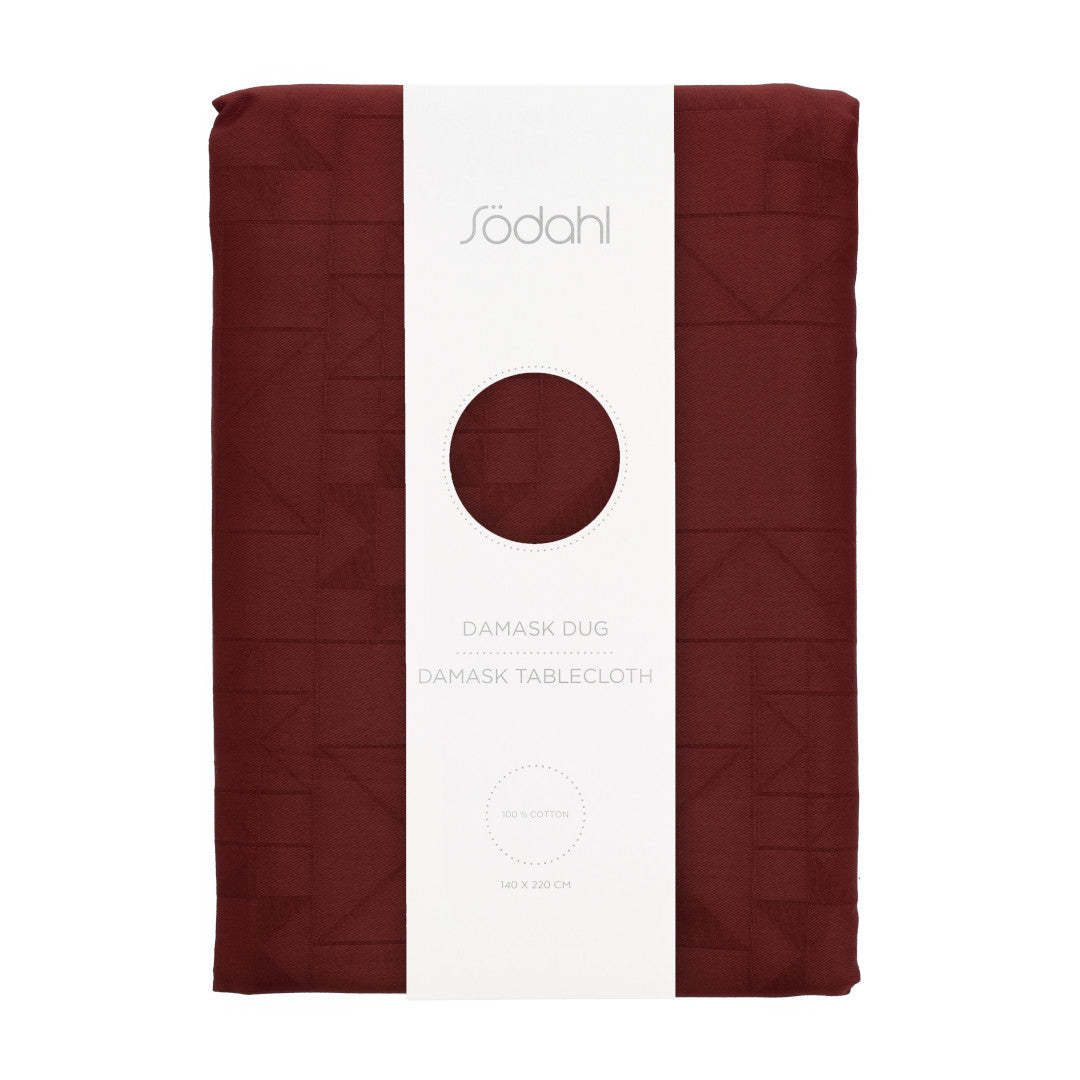 Södahl Star Damask Rød juleduk, ferdig innpakket som gave 140x320