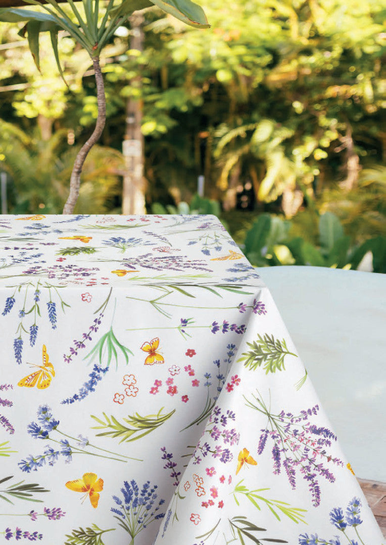 Sommer og Nektar – voksduk med fargerike blomster og sommerfugler