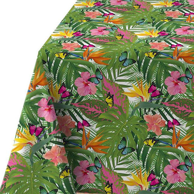 Hjørnebilde voksduk med sommerfugler i tropisk paradis