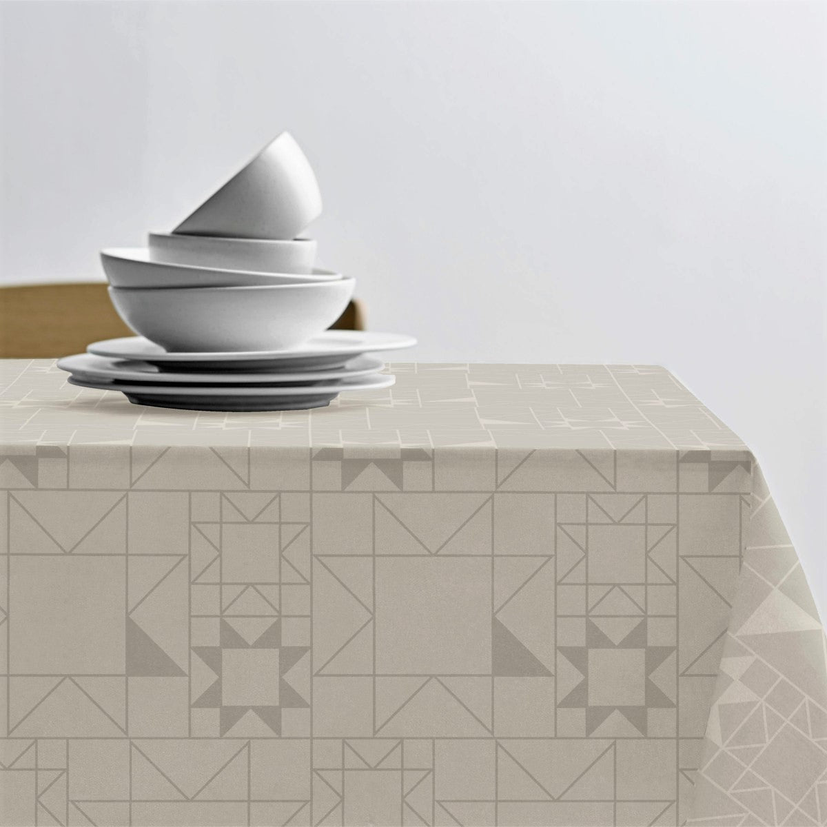 Södahl Star Damask Lys Beige – Klassisk juleduk – Damaskvevd akrylduk med antiskli