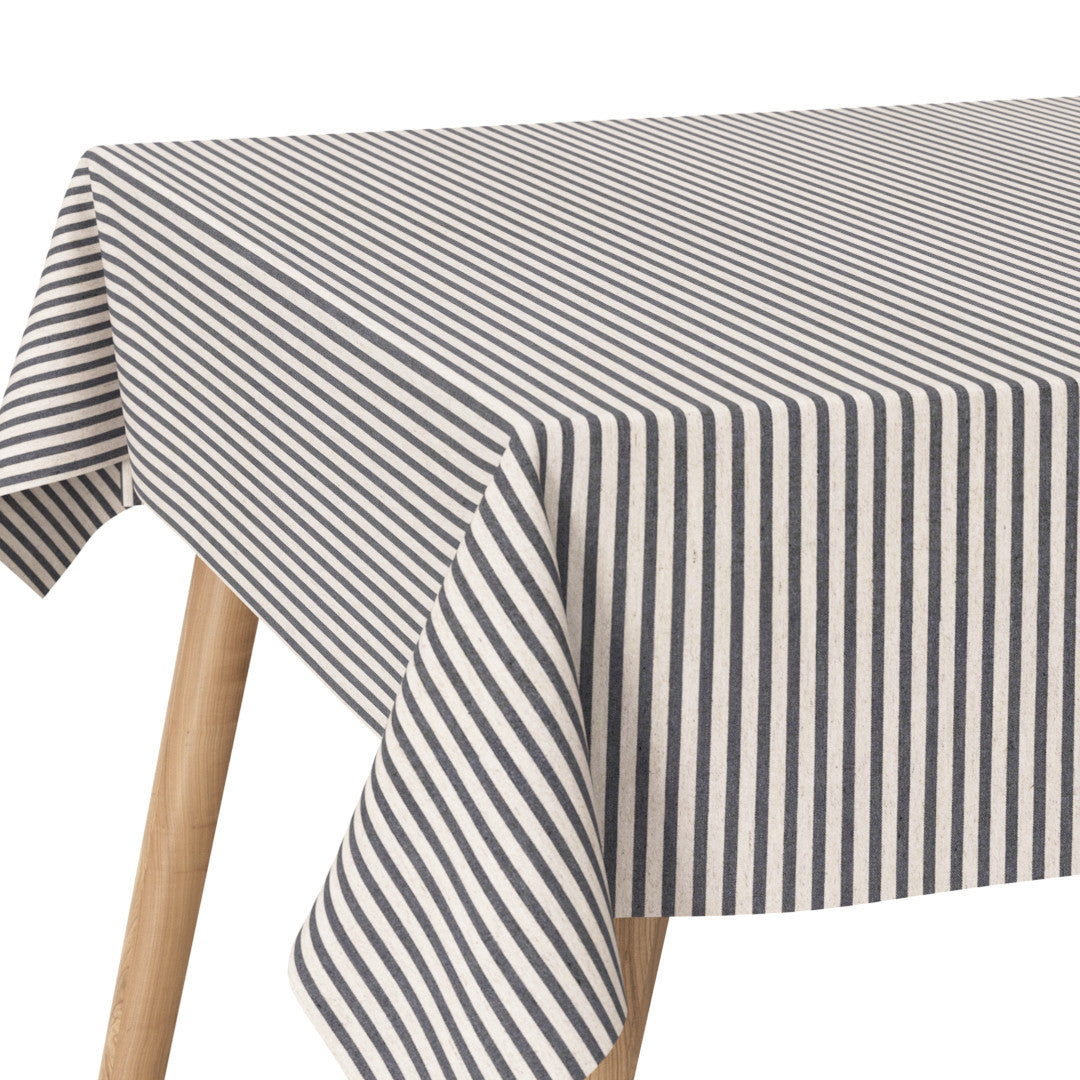 Miljøbilde med Striber På Tvers Grå, akrylduk i blå og offwhite