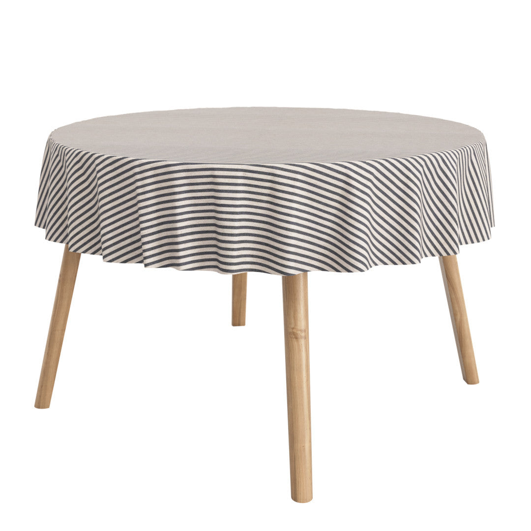 Miljøbilde med rund akrylduk – Striber På Tvers Grå