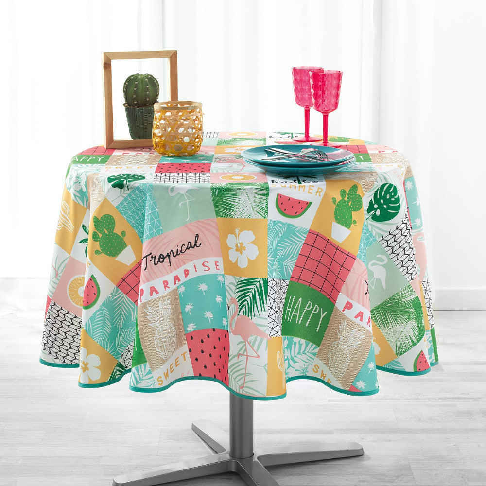 Sweet Paradise Ø 180 cm, rund bordduk med flekkavvisende behandling