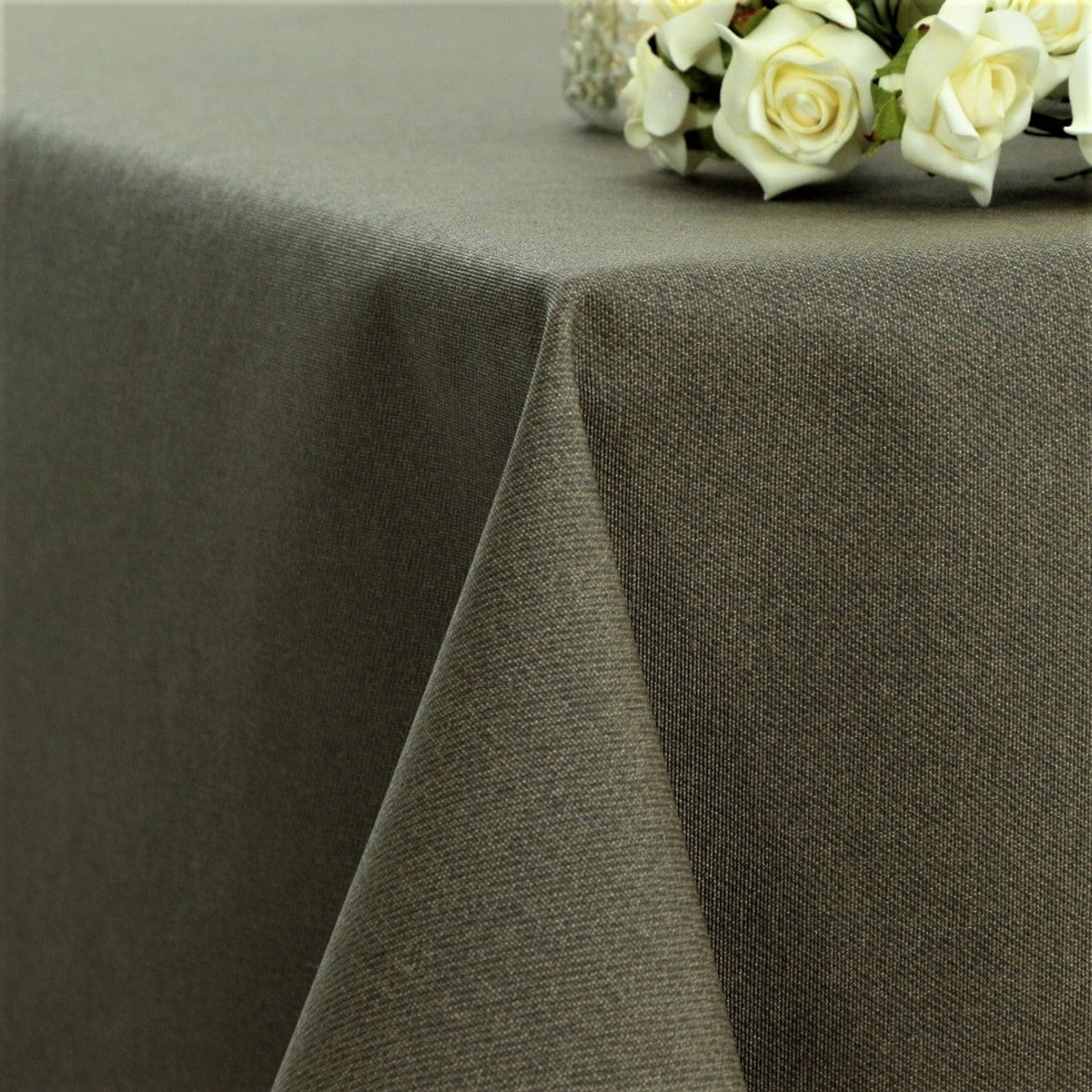 Ensfarget akrylduk i taupe - Dali, 160 cm bred