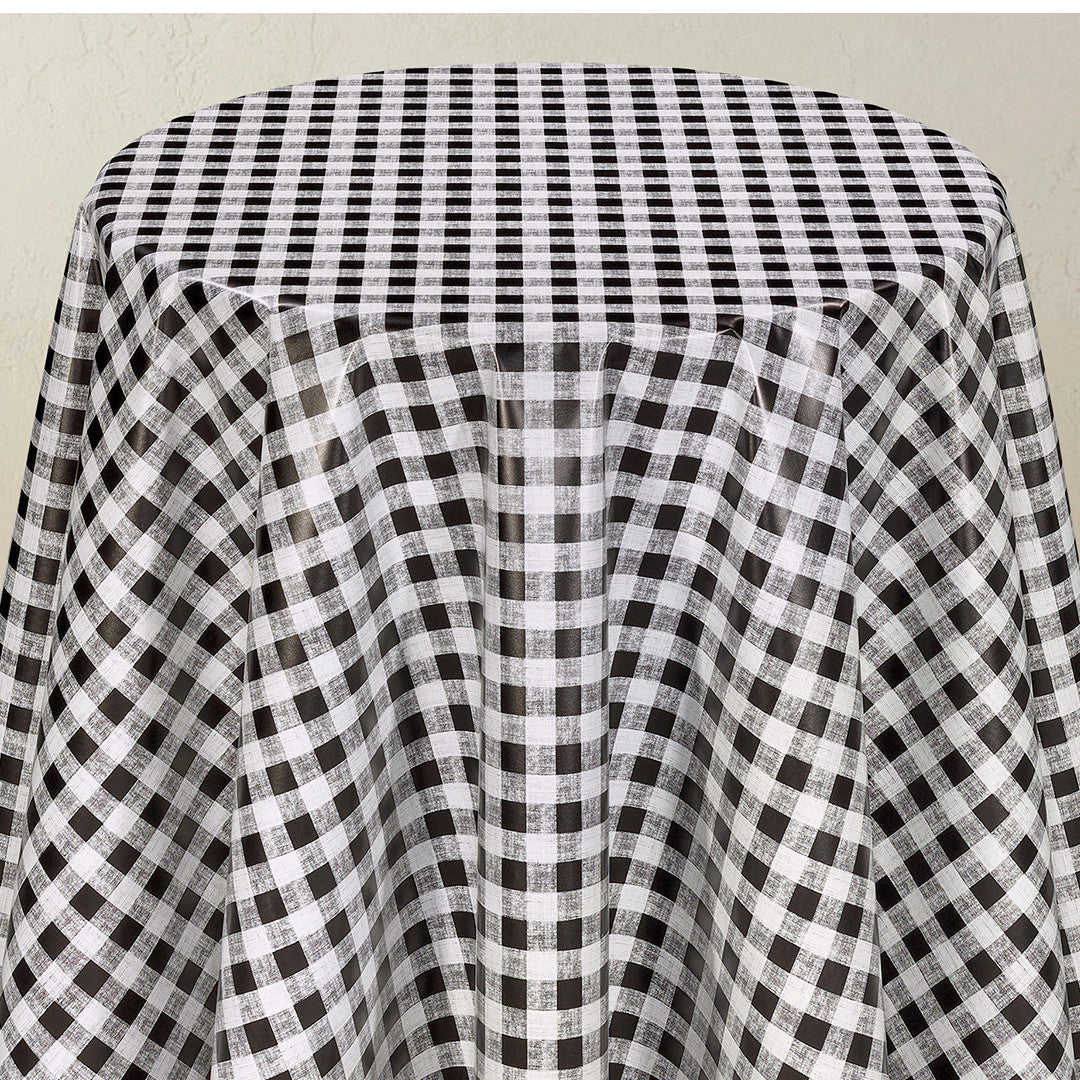 Rutete rund voksduk 1,5 x 1,5 cm – svart/hvit med struktur