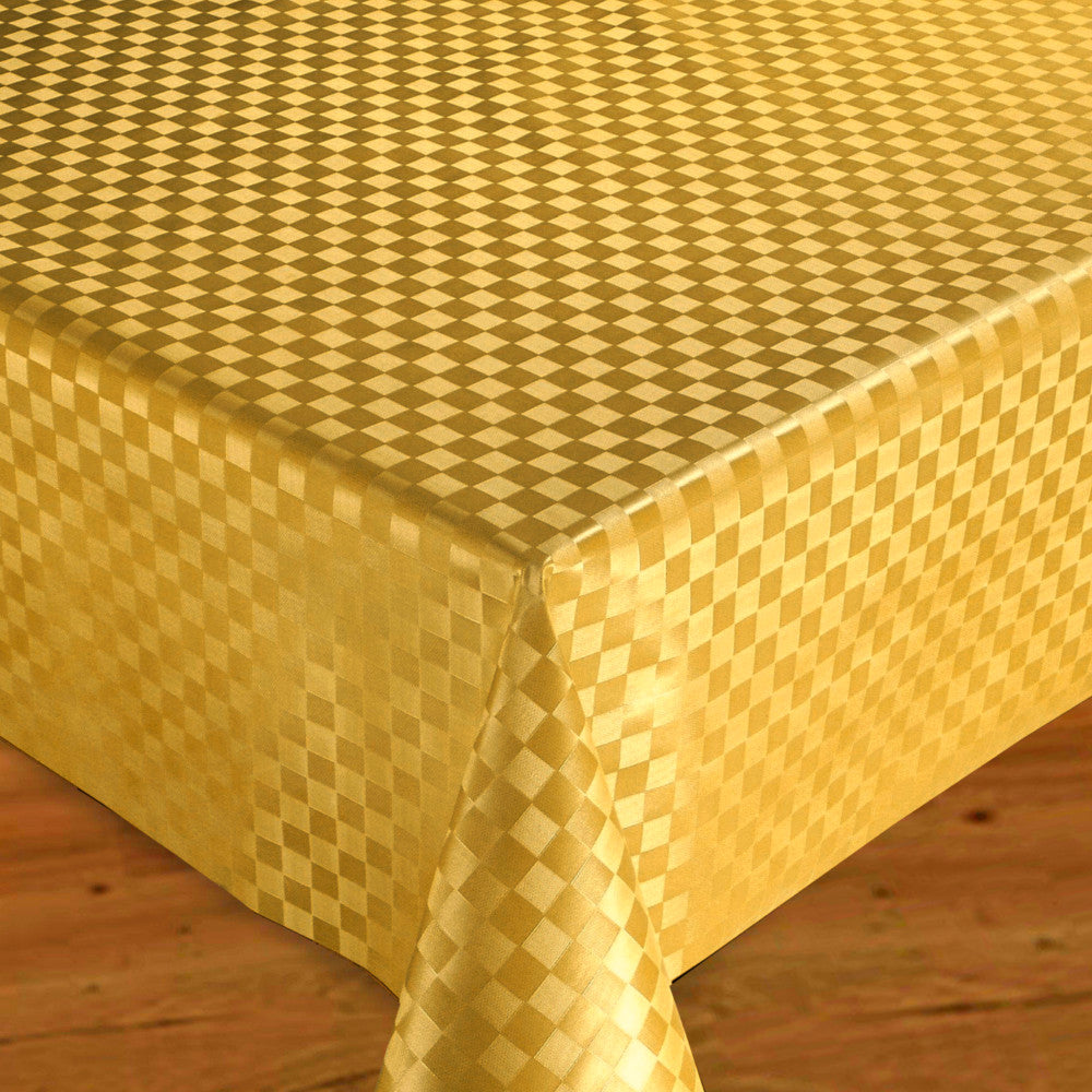 Voksduk med ensfargede ruter, 140 cm bred – Gull