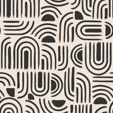 Nærbilde av Textilia Pandorine Sort voksduk med grafisk mønster