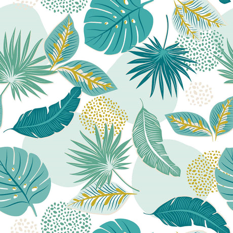 Textilia Plantania Blue – Voksduk med ulike blader i friske farger