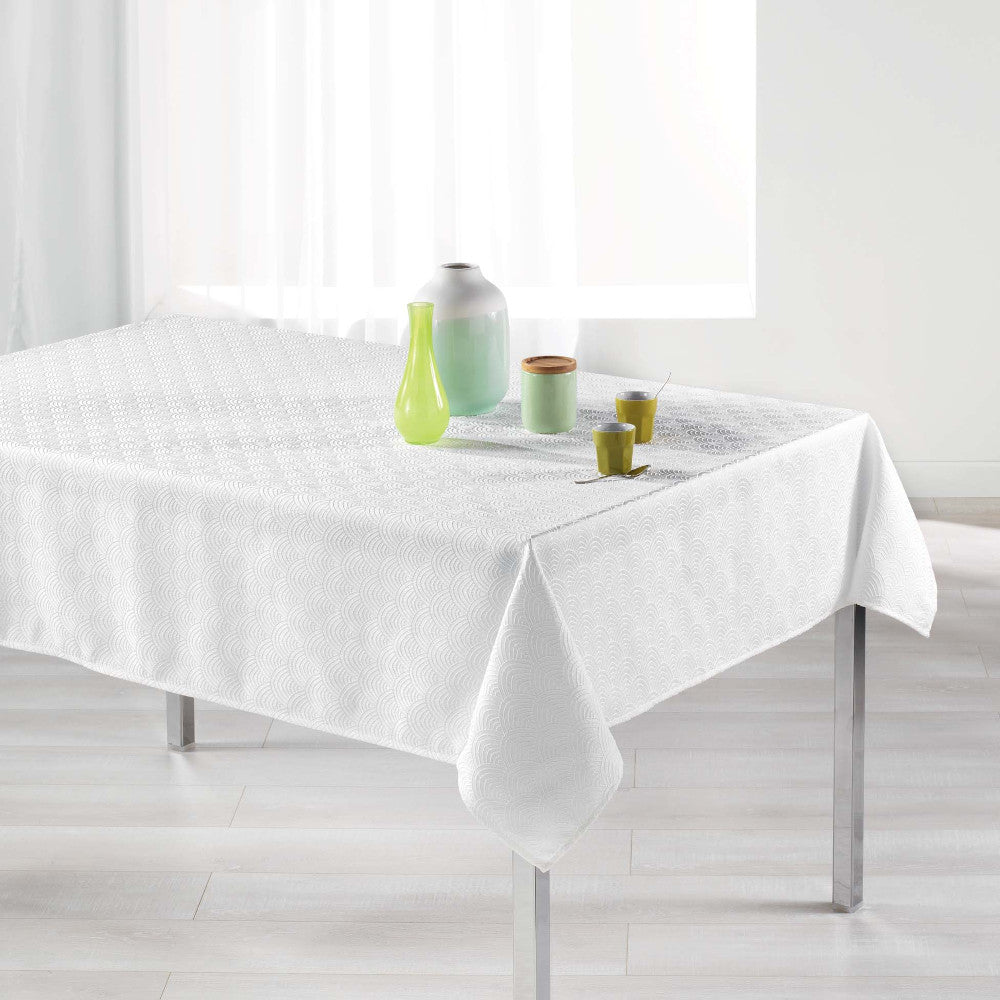 Tokio Jacquard Hvit 140x300 cm – Damaskduk med flekkavvisende behandling