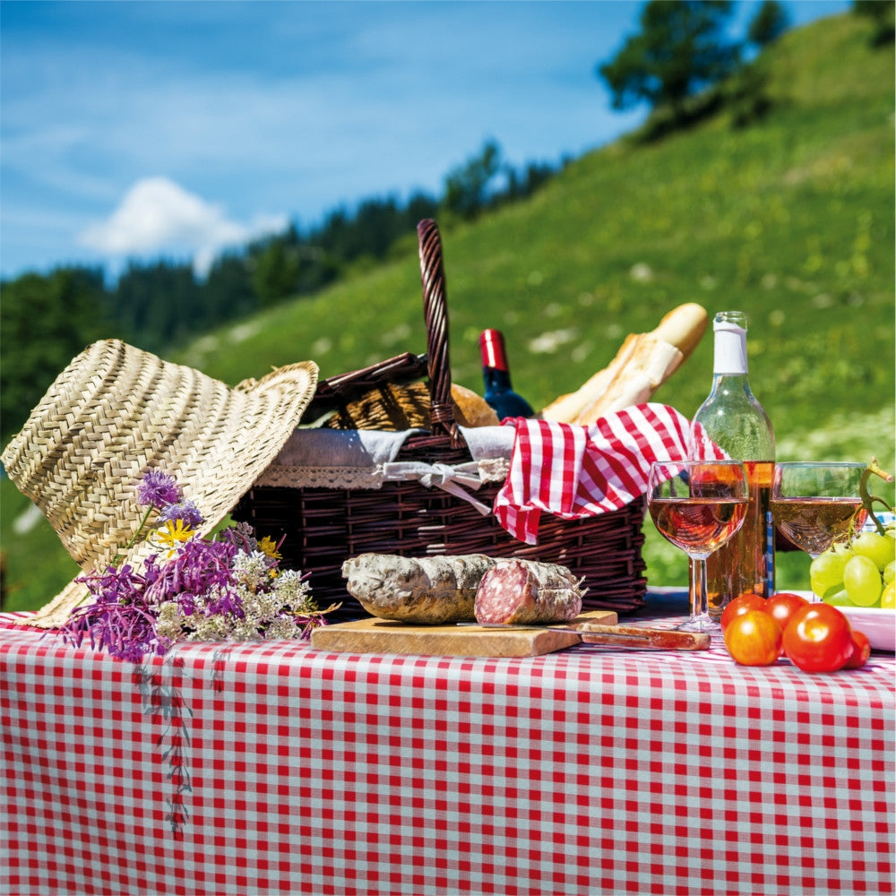 Trend Little Square Red – rød og hvit rutet PVC-fri voksduk