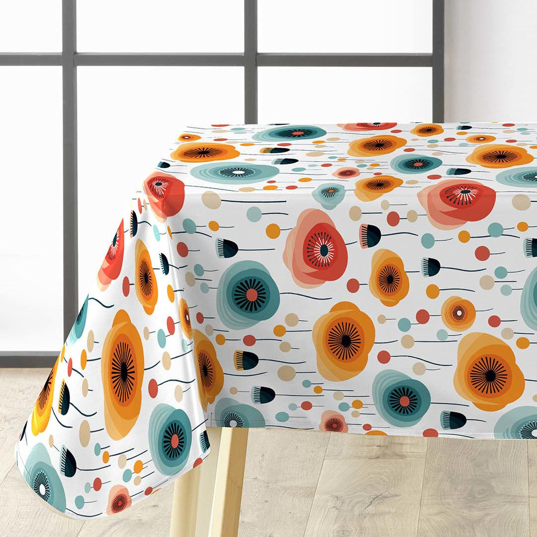 Triano – Retro voksduk et fargerikt blomstermønster, hjørne