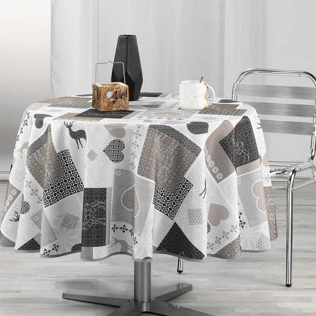 Valtho Natural Ø 180 cm, rund bordduk med flekkavvisende behandling