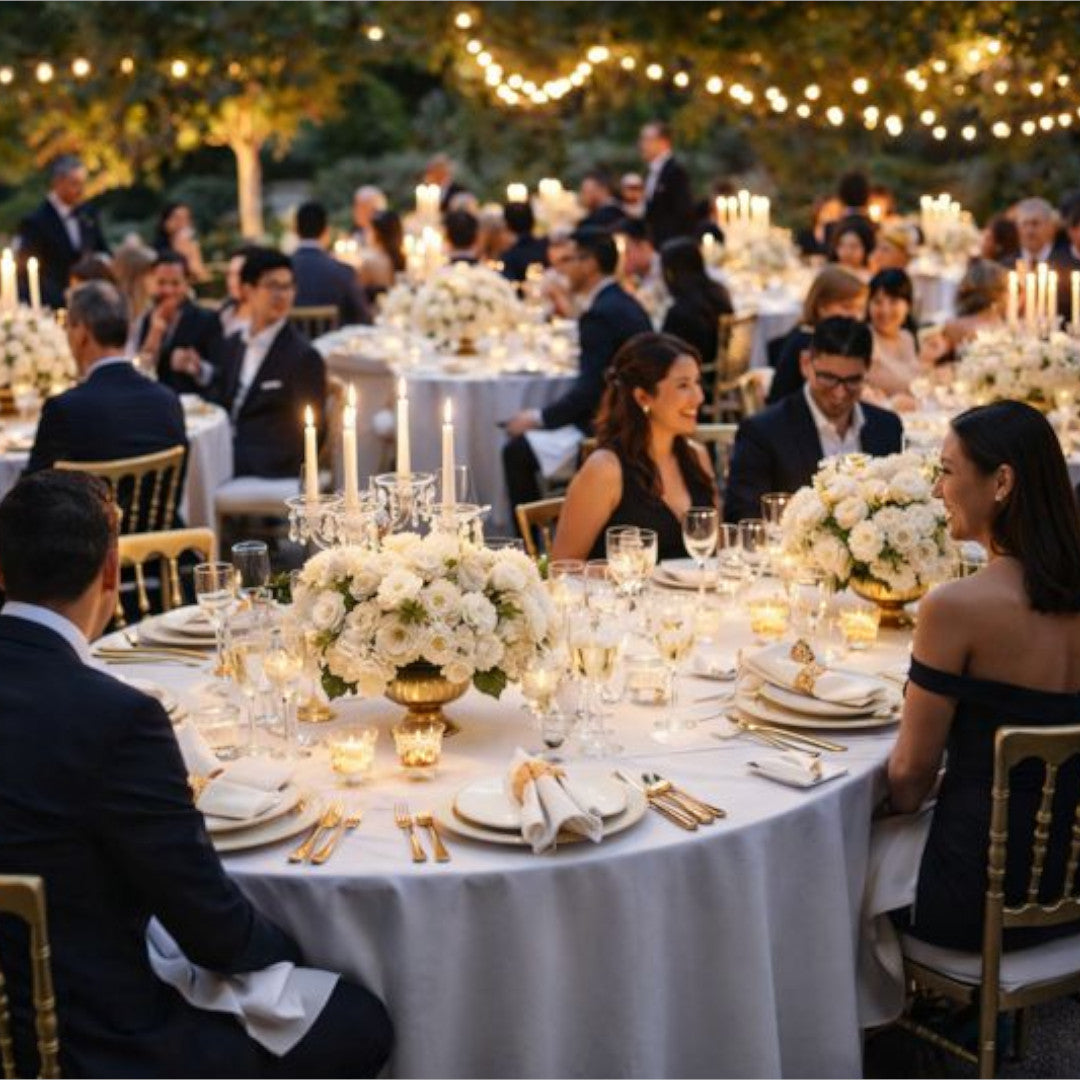 Vento – Ensfarget rund bordduk Ø280 cm hvit hagefest