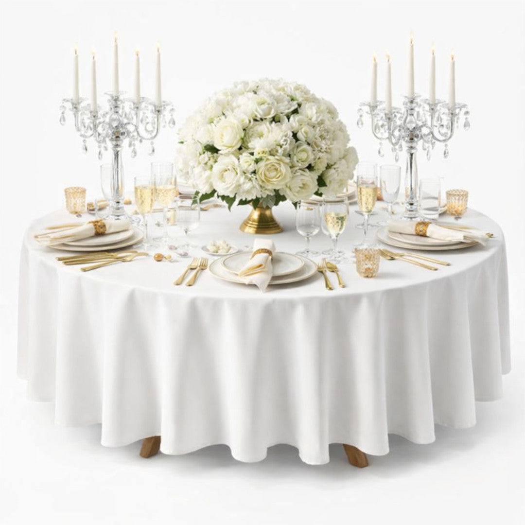 Vento – Ensfarget rund bordduk Ø300 cm hvit borddekking
