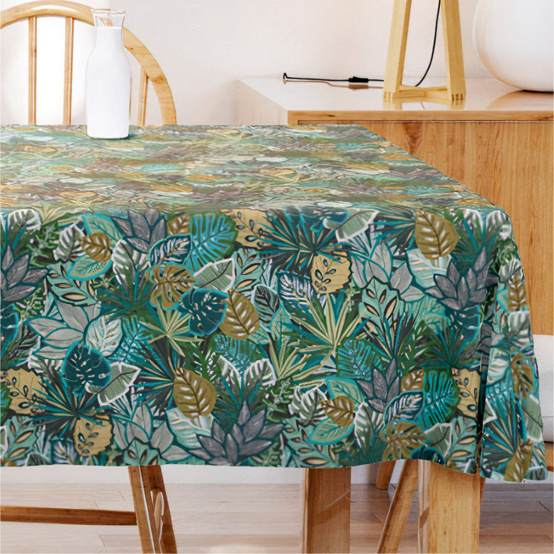 Lokoli Grønn - Akrylduk med vakre grønne blader 155 cm bred