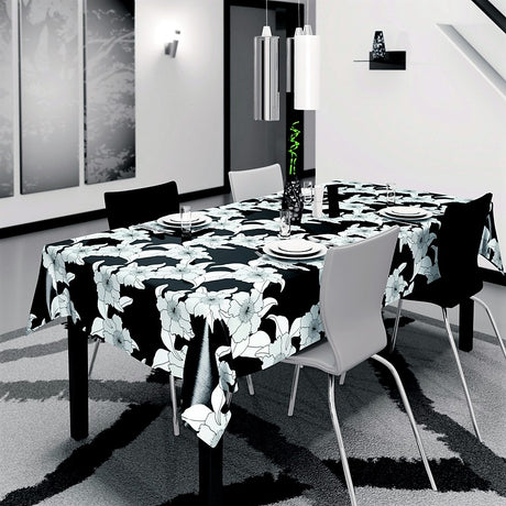 Vibi sort, voksduk med strekblomster