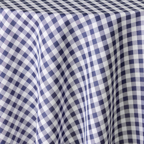 Vichy Blå Ø 180 cm, rund duk med flekkavvisende behandling og ruter, nærbilde