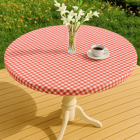 Vichy Petite Rød - Runde voksduker med strikk