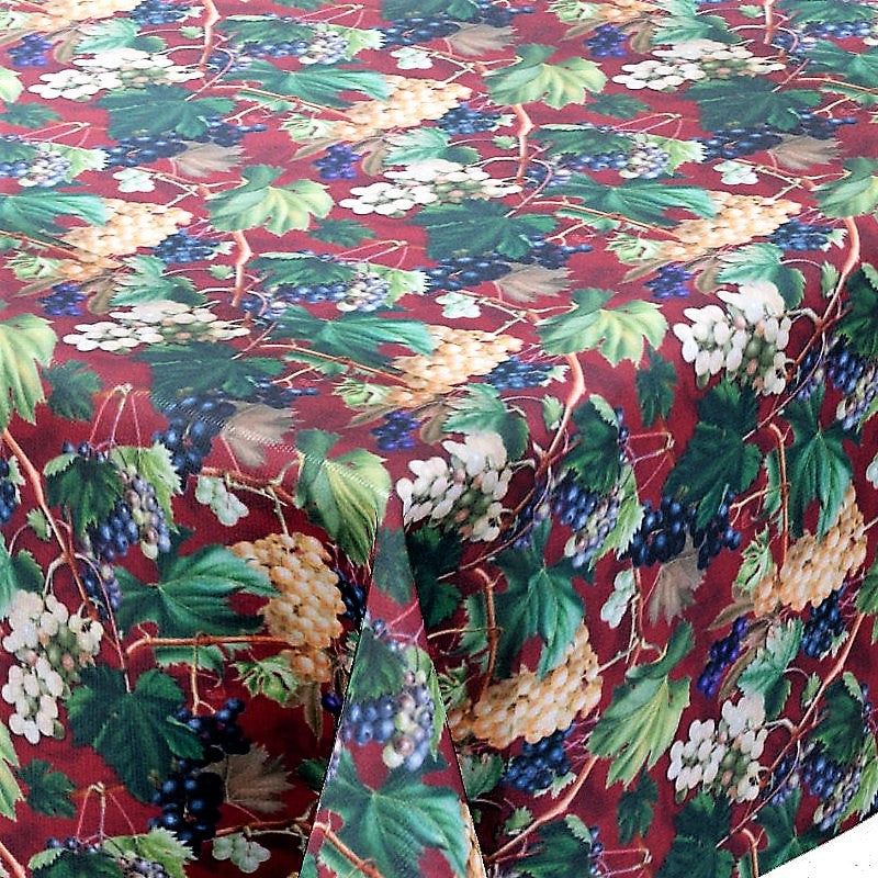 Vignes Bordeaux - Akrylduk med blader og druer - 155 cm bred