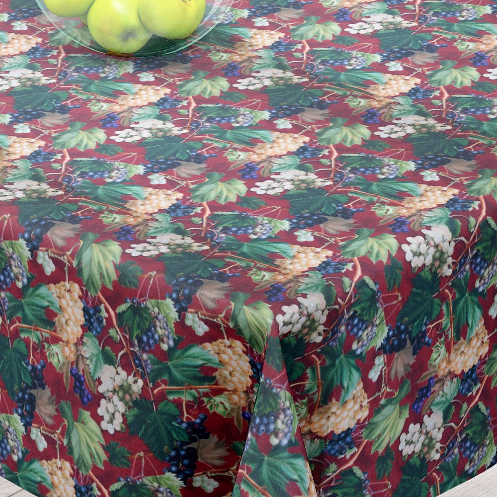 Vignes Bordeaux - Akrylduk med blomster og kirsebær - 155 cm bred
