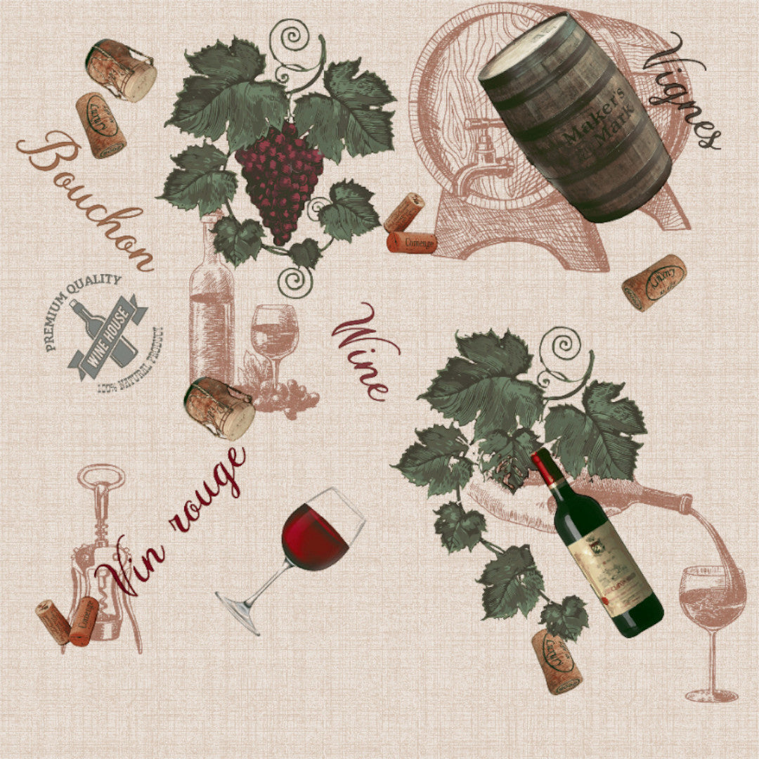 Vin Rouge - Voksduk med fransk vinmotiv