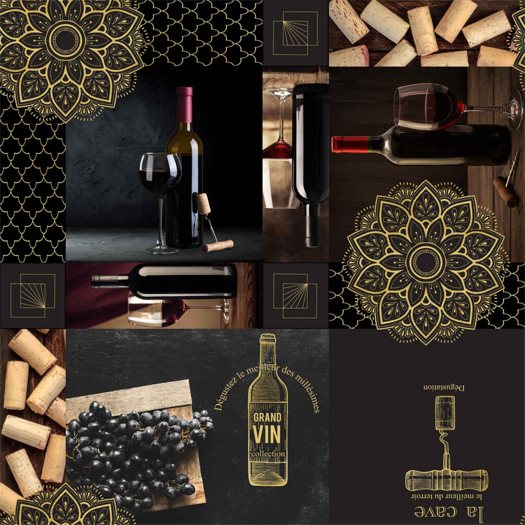 Vinkyperen sort - Voksduk med druer og rødvin