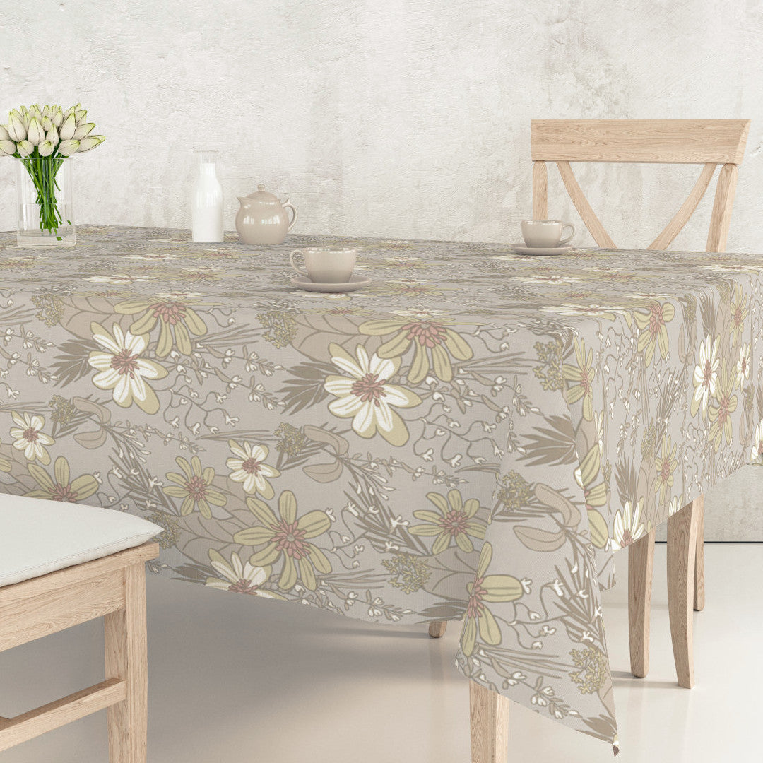 Violeta Pastel - Voksduk med blomster i pastellfarger på bord