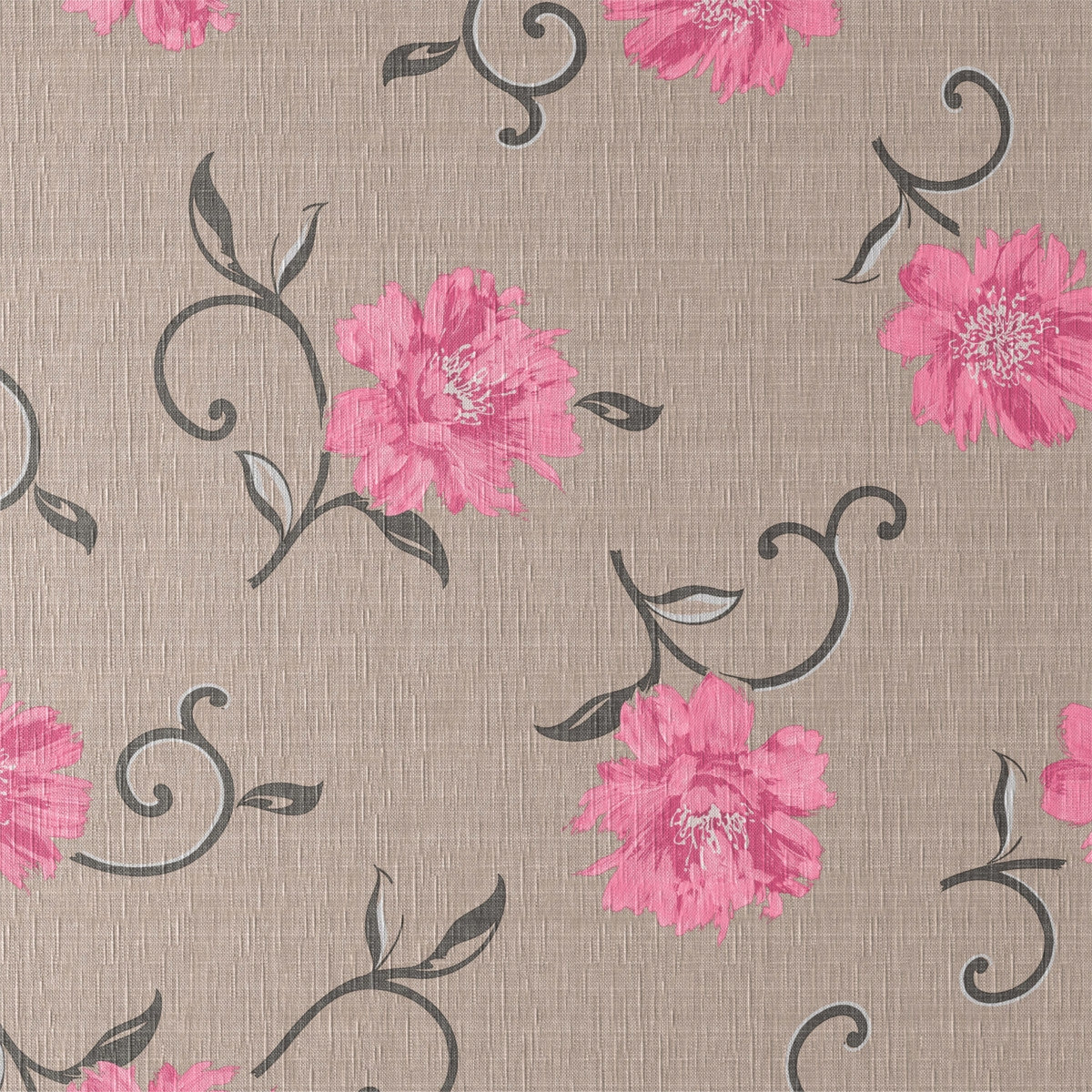 Viviane Natur – Voksduk med lyserosa blomster