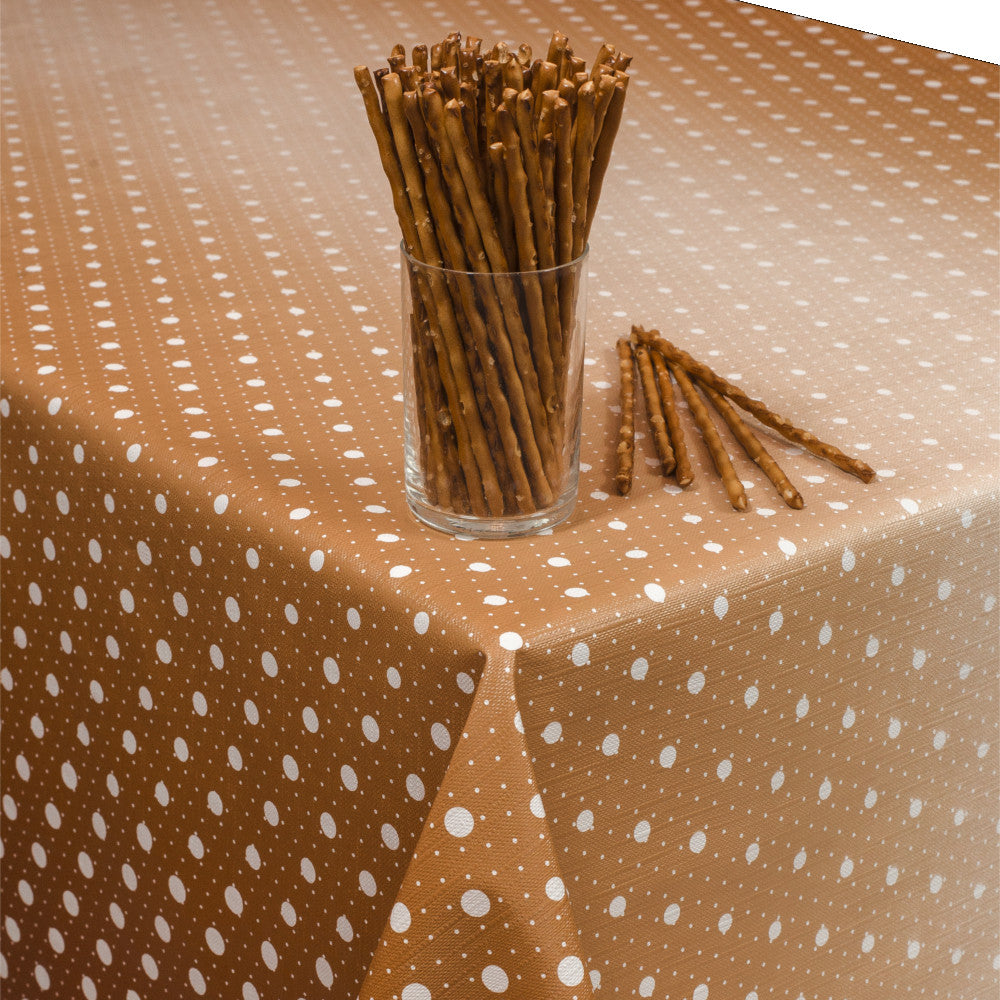Fade Out Brown – Voksduk med prikker og lett preget overflate
