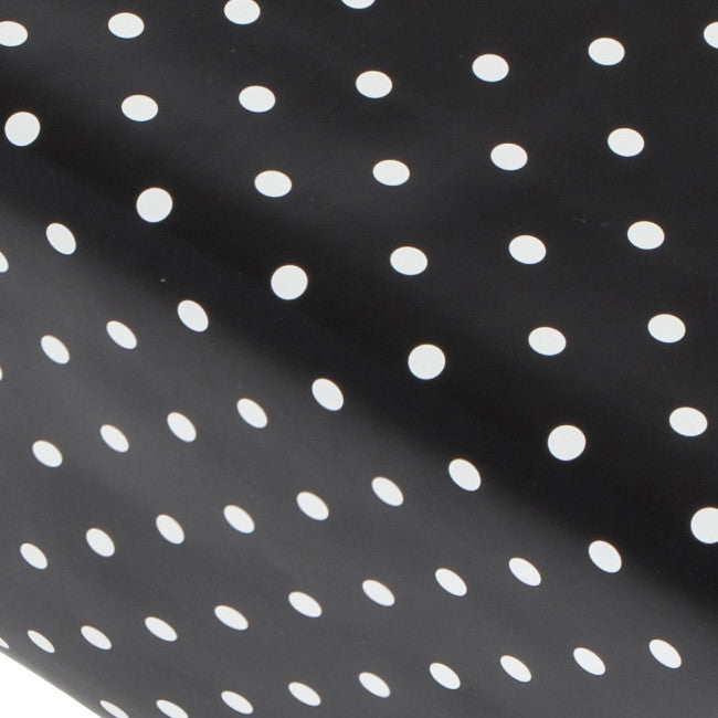 Dot Black, svart voksduk med hvite prikker, 140 cm bred