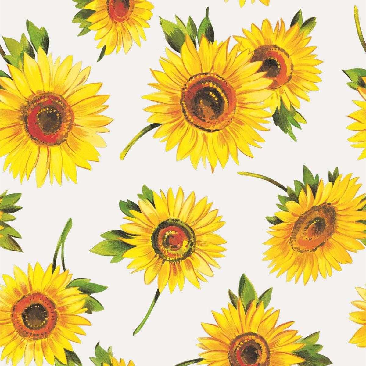 Karla Hvit, voksduk med blomstrende solsikker