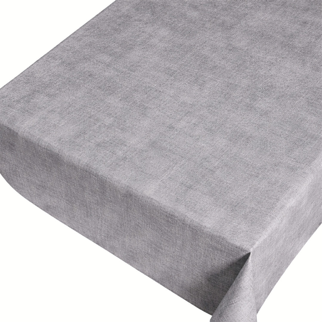 Linen Look Beton - Ensfarget voksduk i linlook, pregede overflate, mønster