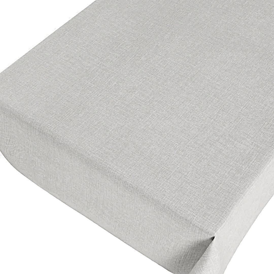 Linen Look Grå - Ensfarget voksduk i linlook, pregede overflate, mønster