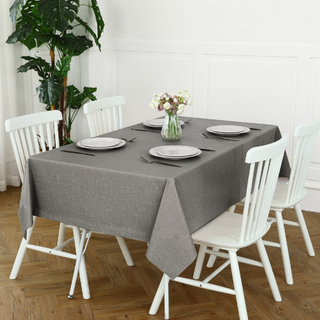 Linen Look Stone - Ensfarget voksduk i linlook, pregede overflate, miljø