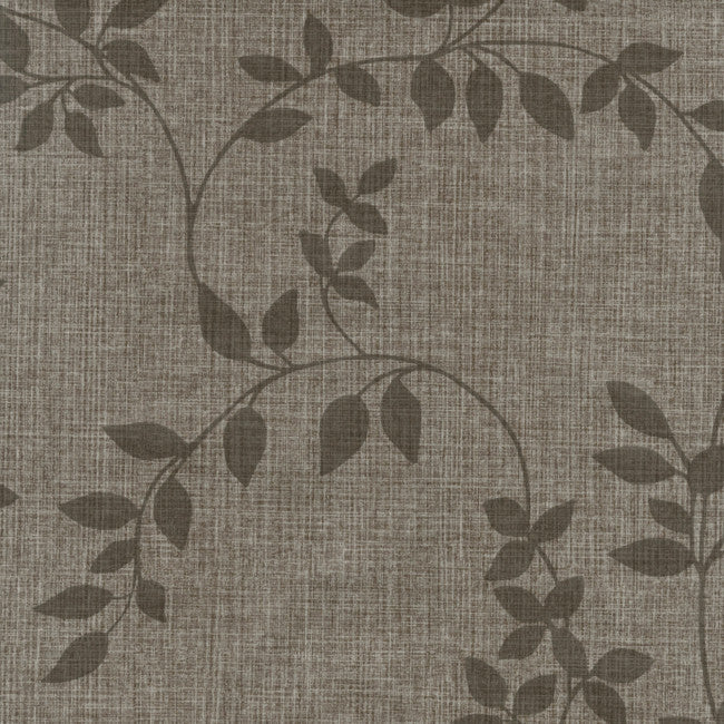 Voksduk Linette Robust Leaf, brun linlook med bladmønster, 140 cm bred