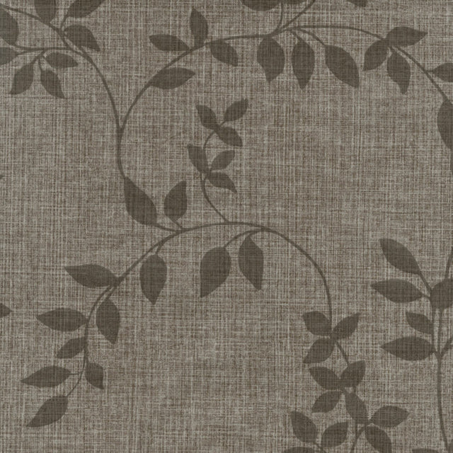 Voksduk Linette Robust Leaf, brun linlook med bladmønster, 140 cm bred