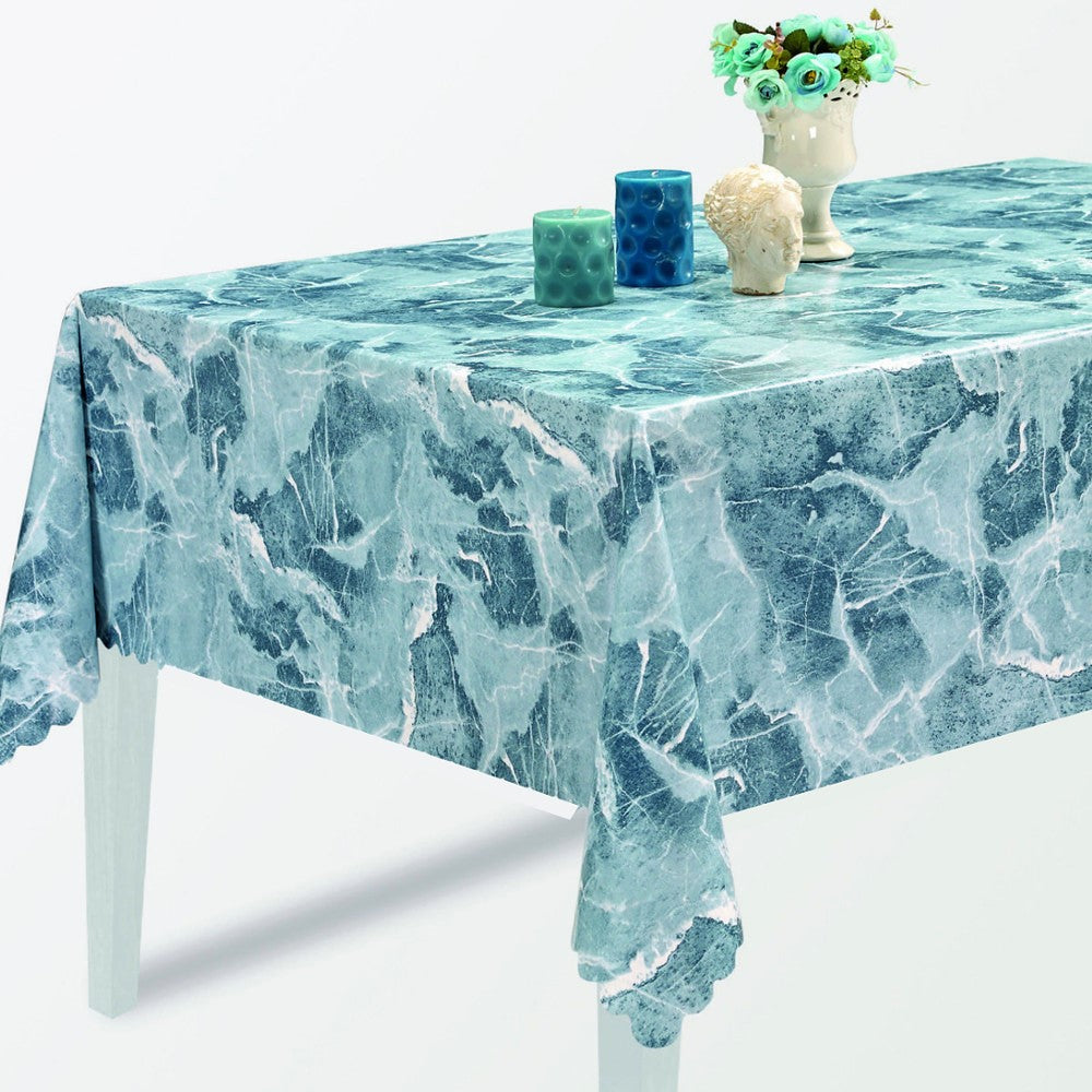 Marmor Blå - Voksduk med marmorlook i blålige farger