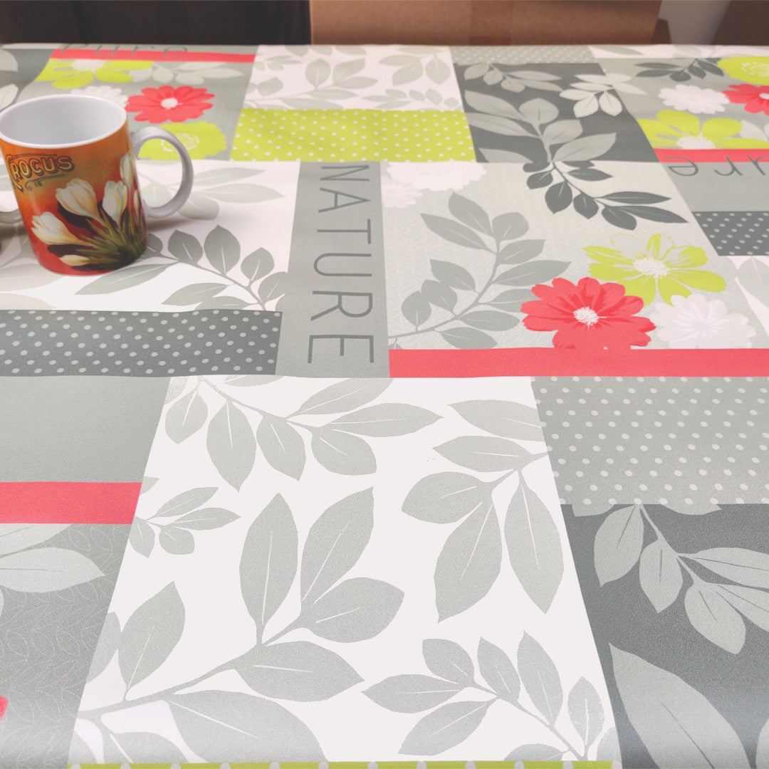 Pure Nature, voksduk med blomster og blader, 140 cm