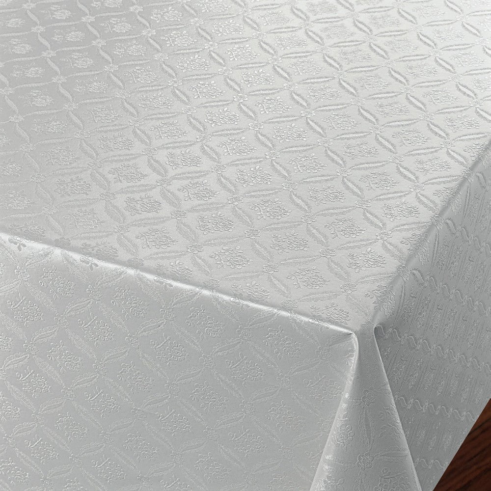 Rose Tapestry Hvit – Voksduk med damaskpreget mønster