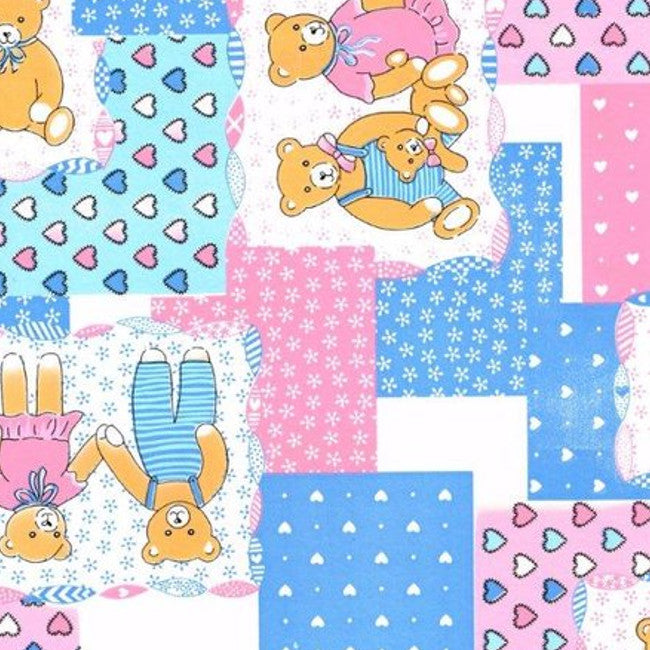 Teddy Lyserosa – Voksduk med søte bamser