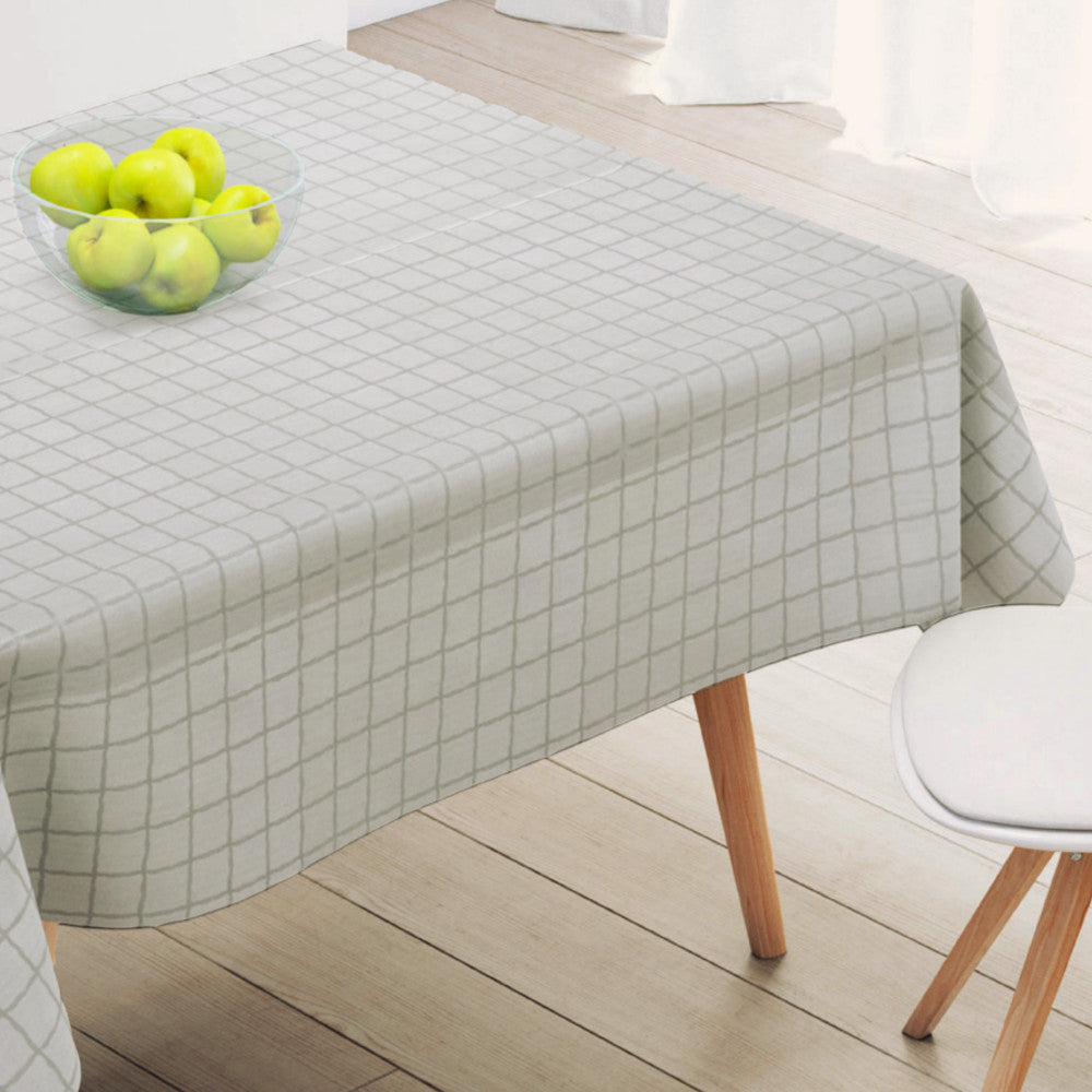 Ruter sølvgrå - Voksduk med preget struktur