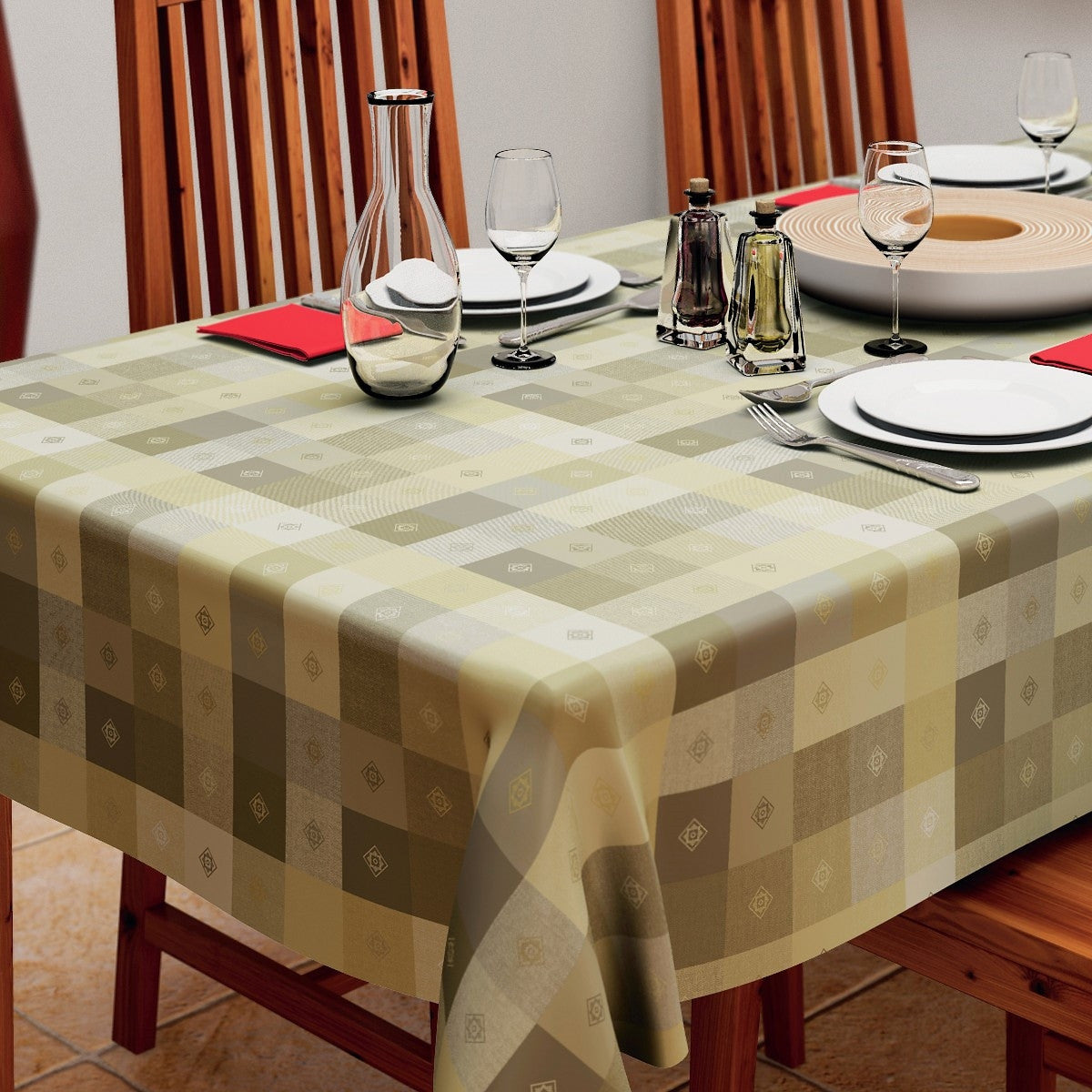 Victor Beige, voksduk med ruter