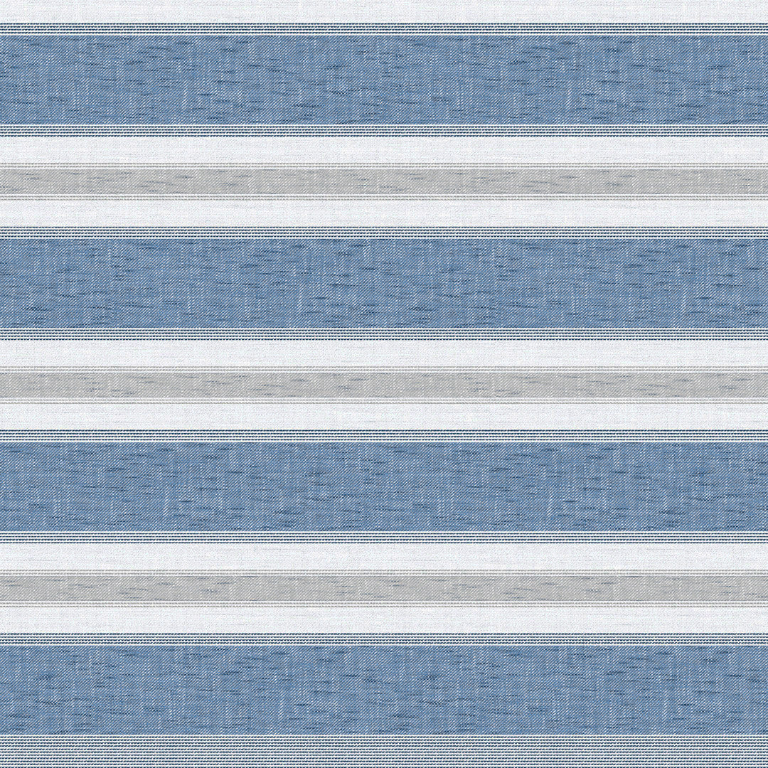 Volmer Striber Denim blå – glatt voksduk med hørlook