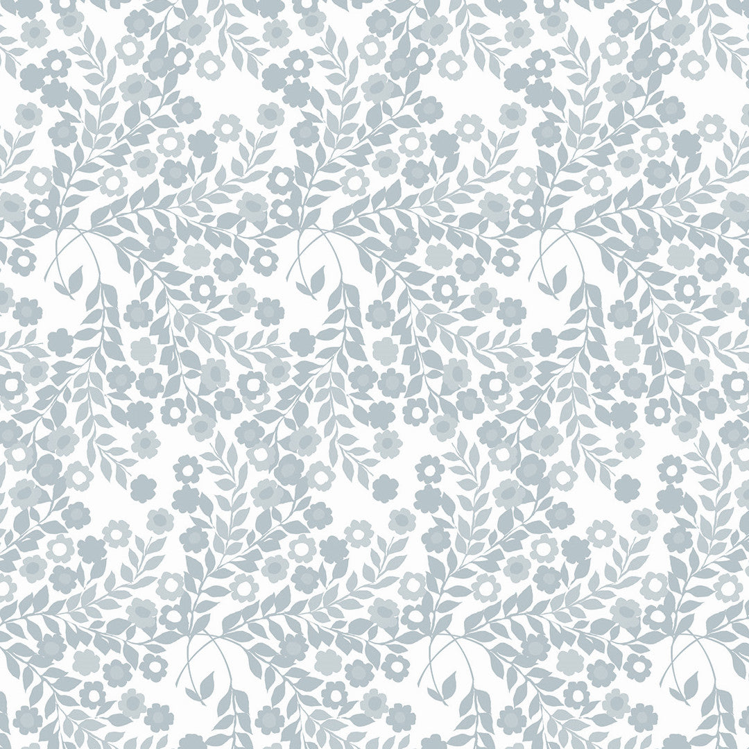 Wallflower Ice Grey - Lola voksduk med blomsterranker i grå nyanser