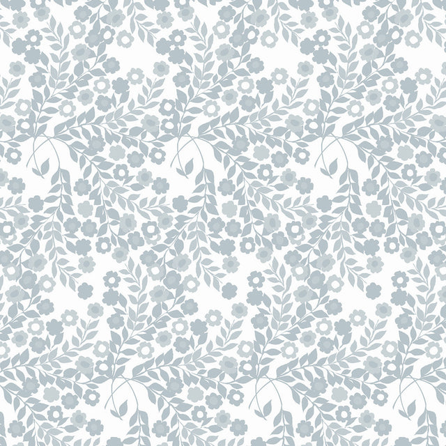 Wallflower Ice Grey - Lola voksduk med blomsterranker i grå nyanser