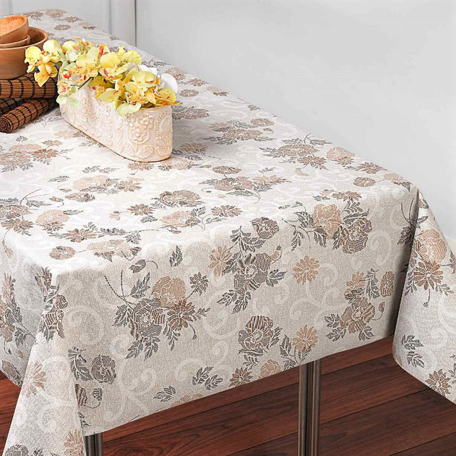 Misty Beige Flower – voksduk med snirklete blomster