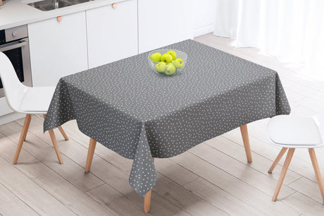 Prikk Antrasitt - Voksduk med hvite prikker